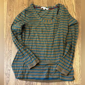 Boden Striped Long Sleeve Top Scoop Neck